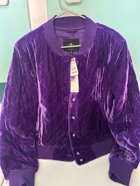 T.J.Maxx Quilted Velvet Bomber Jacket - Purple